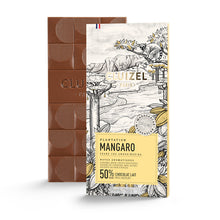Load image into Gallery viewer, Cluizel 50% Milk Chocolate Bar, Single Plantation Mangaro.  Packaing is a white box with black, yellow and gold font.
