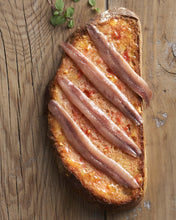 Load image into Gallery viewer, Ortiz anchovies on toast.
