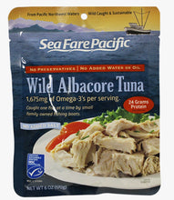 Load image into Gallery viewer, Sea Fare Pacific, Wild Albacore Tuna 6 oz pouch, unsalted.
