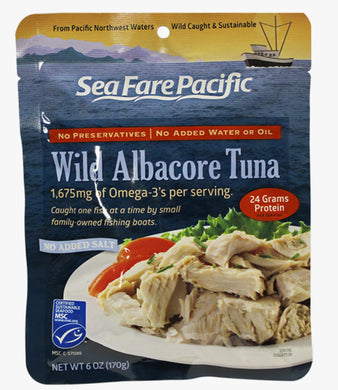 Sea Fare Pacific, Wild US Albacore Tuna, No Salt, Pouch, Oregon