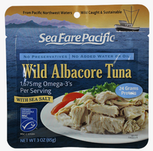 Load image into Gallery viewer, US Wild Caught Albacore Tuna Pouch from Sea Fare Pacific, Oregon.
