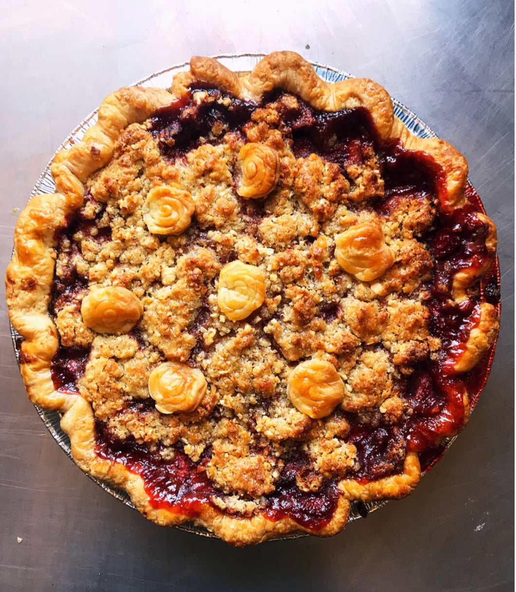 Strawberry Rhubarb Crumble Pie (Idaho) - Baked/Frozen